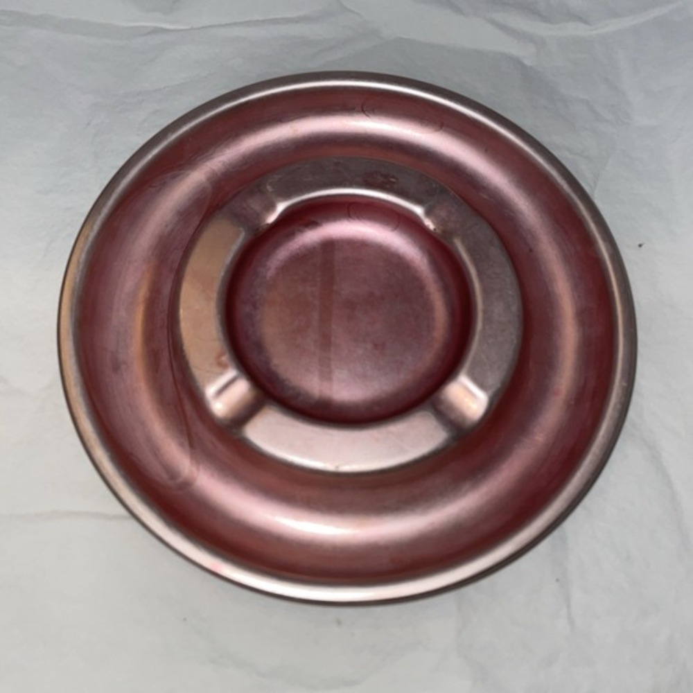 VTG 7" 1950s Colored Anodized Aluminum Ashtray Pastel Pink‎ , Mid Century Modern